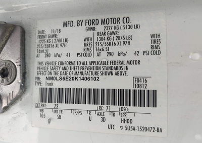 2019 Ford Transit Connect Xl, daño Left & Right Side, Iaai lote 46216512, foto 9 de 16