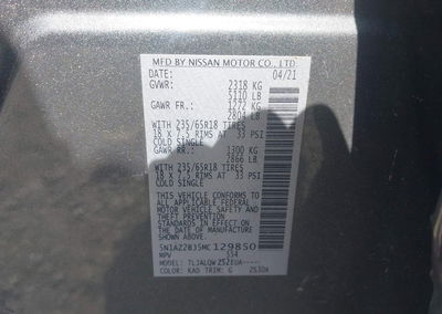 2021 Nissan Murano Sv Fwd, uszkodzenie: Prawy bok, Iaai lot 45102833, zdjęcie 9 z 17