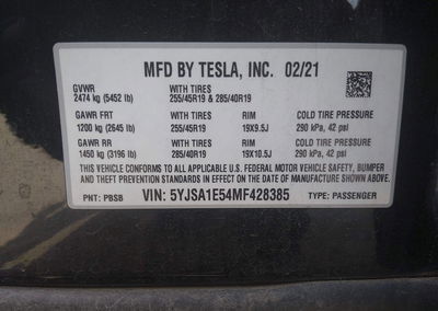 2021 Tesla Model S Long Range Dual Motor All-wheel Drive, uszkodzenie: Prawy przód, Iaai lot 45475040, zdjęcie 9 z 19