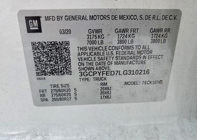 2020 Chevrolet Silverado K1500 Lt Trail Boss, Side damage, Copart lot 63222526, photo 12 of 12
