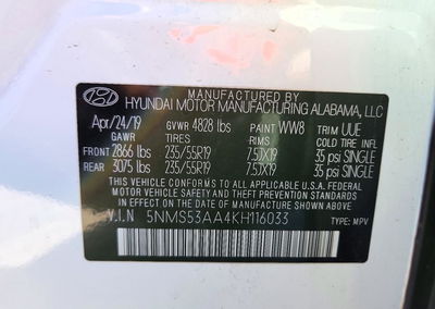 2019 Hyundai Santa Fe Limited 2.0t, пошкодження: Передня частина, Copart лот 74095896, фото 13 з 13