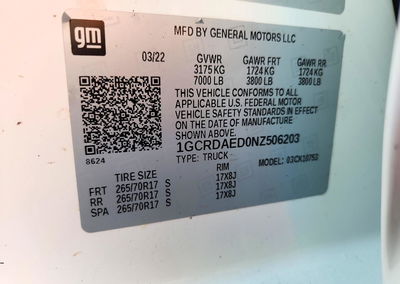 2022 Chevrolet Silverado K1500, uszkodzenie: Mechaniczne, Copart lot 73714176, zdjęcie 12 z 12