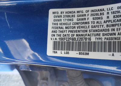 2020 Honda Civic Lx, daño Frontal, Iaai lote 45926020, foto 9 de 16
