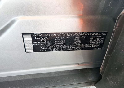 2023 Hyundai Santa Fe Sel Premium, daño Volcadura, Copart lote 72191126, foto 14 de 16