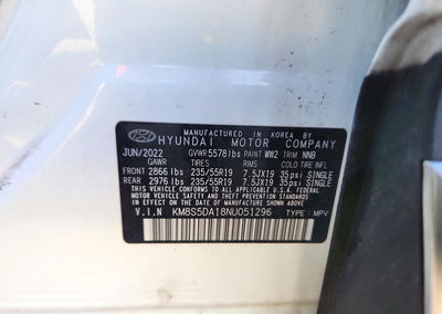 2022 Hyundai Santa Fe Limited, daño Frontal, Copart lote 74077726, foto 14 de 14