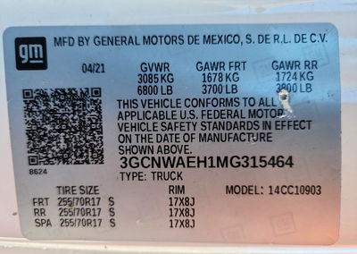 2021 Chevrolet Silverado C1500, uszkodzenie: Uszkodzenie ramy, Copart lot 74307626, zdjęcie 12 z 12