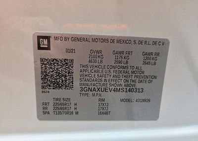 2021 Chevrolet Equinox Lt, пошкодження: Передня частина, Copart лот 74816006, фото 16 з 16