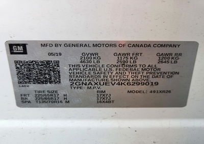 2019 Chevrolet Equinox Lt, Rear End damage, Copart lot 74345116, photo 13 of 13