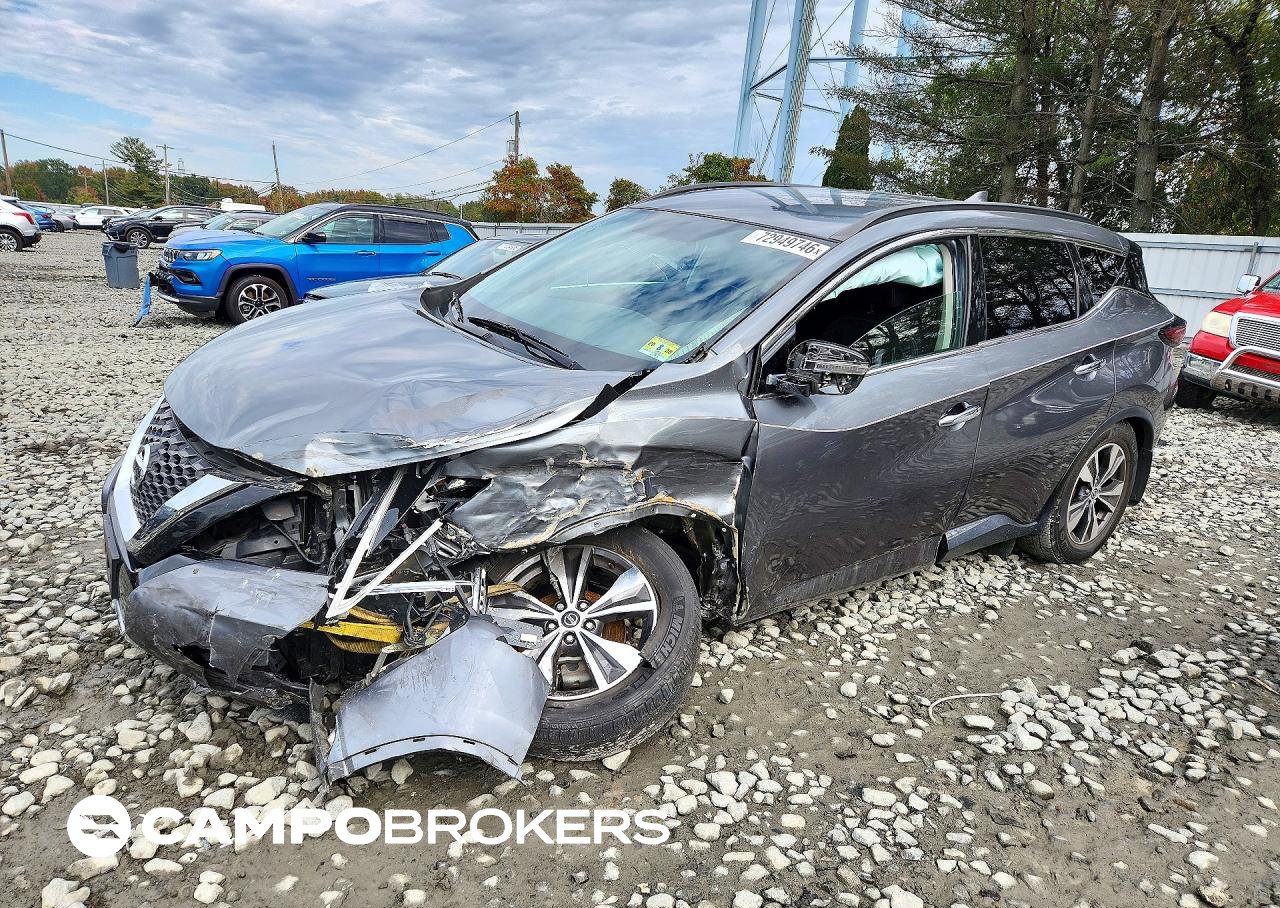 2019 Nissan Murano Sv, Front End damage, Copart lot 72949746