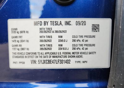 2020 Tesla Model X, daño Frontal, Copart lote 74085826, foto 12 de 14