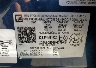 2021 Gmc Sierra K1500 Slt, daño Frontal, Copart lote 70370036, foto 12 de 14