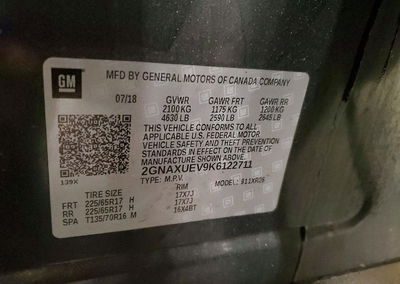 2019 Chevrolet Equinox Lt, Front End damage, Copart lot 73046176, photo 13 of 15