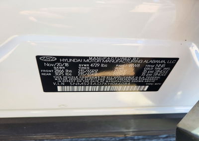2019 Hyundai Santa Fe Se, Minor Dents/Scratches damage, Copart lot 72617176, photo 13 of 13